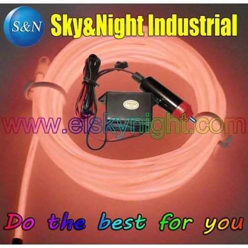 Orange-4M EL wire+12v Inverter +Cigar lighter /Set -High Quality (3Set / Lot Only 29USD ) for Car decoration