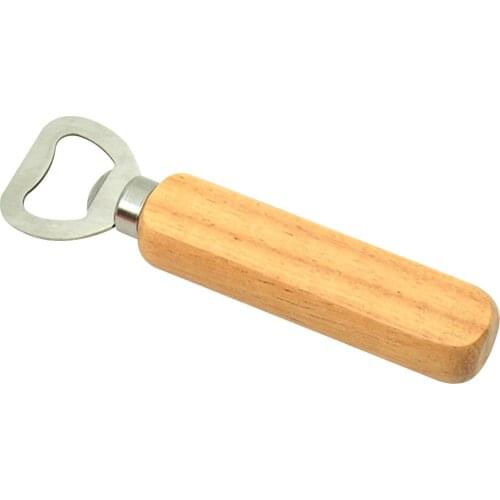 Wooden Handle Handheld Bartender Bottle Opener Wine Beer Soda Glass Cap Opener Kitchen Bar Tools Creative Hole Design