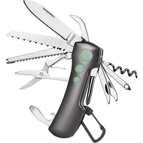 Camping Survival Knife 15 In 1 Stainless Steel Swiss Mini Folding Keychain Knife Multi-fuction Outdoor EDC Small Pocket Knives