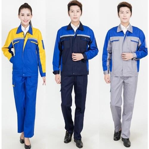Work Clothing Set Men Women Work Jacket Pants Coverall Reflective Safety Workwear Auto Car Repair Workshop Mechanic Coverall 4XL