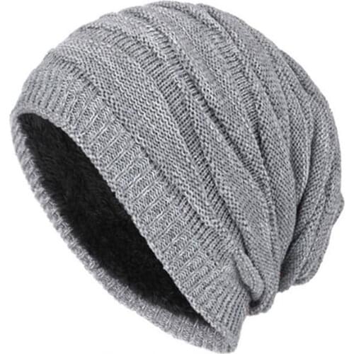 Hat tide knitted woolen hat winter plus velvet warm diamond-shaped hedging mens outdoor hat