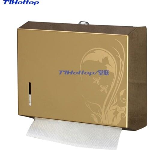 T Gold Butterfly Stainless Steel Paper Towel dispenser Bathroom Hotel Toilet Hand Paper Dispenser Holder Tissue Paper Box