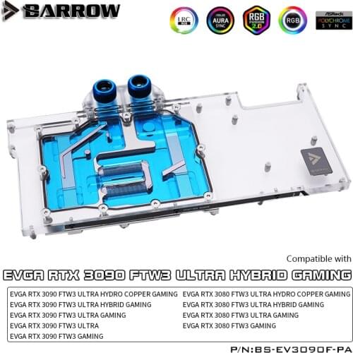 BARROW Full Coverage Water Block use for EVGA RTX3090/3080 FTW3 ULTRA HYDRO COPPER GAMING Cooling GPU card Radiator ARGB Light