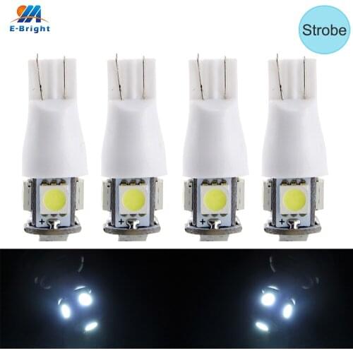 YM E-Bright 4PCS Flash T12 5050 5 SMD Strobe 2 Modes Reading Light 12V DC Indicator Lamp Car Automotive Led License Plate Lights