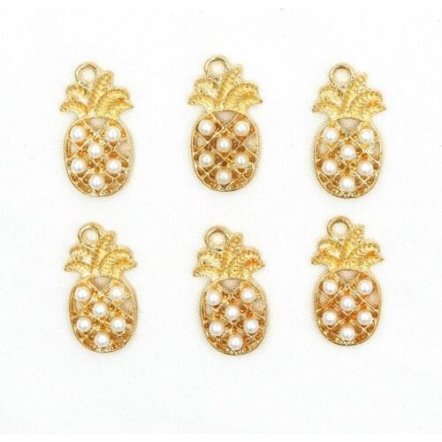 10pcs Pearl Pineapple Charms for Jewelry Earring Bracelets DIY Jewelry Making Golden Base