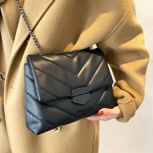 High Quality Soft PU Leather Women Shoulder Crossbody Bags 2021 New Chain Vintage Handbags Ladies Casual Totes Female Purses