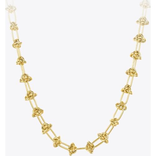 ENFASHION Punk Knot Choker Necklaces For Women Gold Color Stainless Steel Link Chain Necklace 2020 Holiday Fashion Jewelry P3120