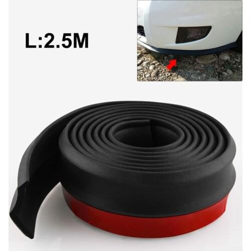 250CM Car Front Side Bumper Lip Splitter Rubber Protector Body Spoiler Valance Chin Guards Trim Molding Flexible Exterior Strip