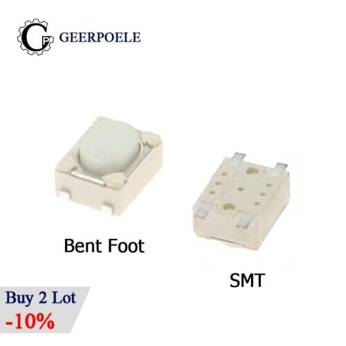 100 pcs/lot 3.2*4.2*2.5 Bent Foot/SMT 12V 0.05A Push Button Switch Metal Tactile Micro Tact Touch Switch