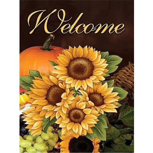 Diamond Painting Full Drill Sunflower Blackboard Round Mosaic Embroidery Text Floral Home Decor DIY Needlework