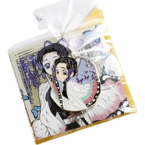 Japan Anime Cartoon Demon Slayer Blade Ninja Butterfly Alloy Paint Brooch Color Paint Brooch Badge Cosplay
