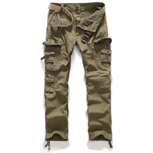 Hot Sale Cotton Straight Pants Men Casual Multi-Pockets Cargo Pants Khaki Loose Male Trousers High quality,Size 36,38,40