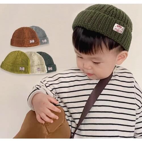 Kids Hats Autumn Winter New Solid Color Children Cap Candy Color Toddler Baby Anti Cold Knitted Hat Keep Warm Unisex Beanies