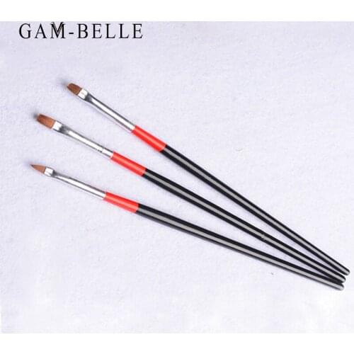 GAM-BELLE 3Pcs/Set Nail Art Liner Painting Brush Set UV Gel Drawing Painting Brushes Tools Soft and Professional Manicure Tools