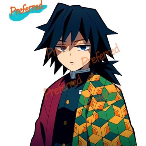 Personality Anime Demon Slayer Giyu Tomioka Car Stickers Decal Anime Cute Car Accessories Decoration Pegatinas Para Coche