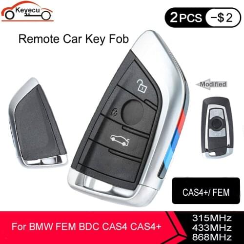 KEYECU Modified for BMW CAS4 CAS4+ FEM BDC Smart Remote Key 3 Buttons 315MHZ YGOHUF5662,434MHZ YGOHUF5767,868MHZ YGOHUF5661