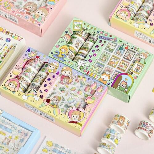10Pcs/Set Cartoon Girl Heart Dreamland Washi Tape DIY Decoration Adhesive Tape Scrapbooking Label Stickers