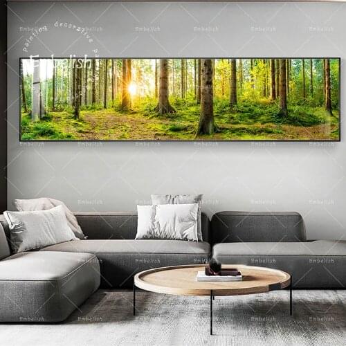 Embelish Fashion Large Wall Art Posters Forest At Sunrise Landscape HD Canvas Paintings For Living Room Home Decor Posters