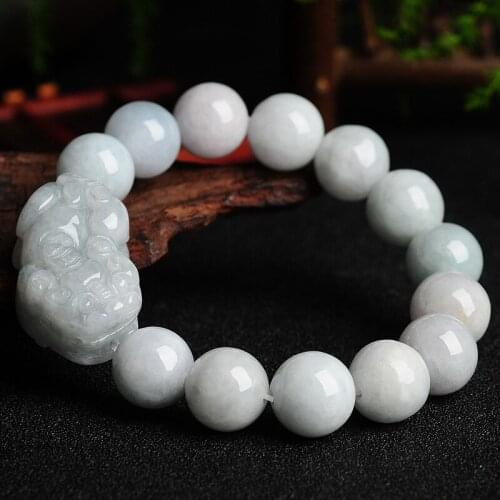 Natural Myanmar jadeite handcarved brave troops bracelets jade beads 12mm for men women beads bracelet with jade bracelet