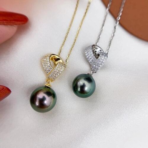 Wholesale Heart Shape 925 Sterling Silver Pendant Base Settings Mountings Findings Parts for Pearl Crystal Jade Agate 5pcs/lot