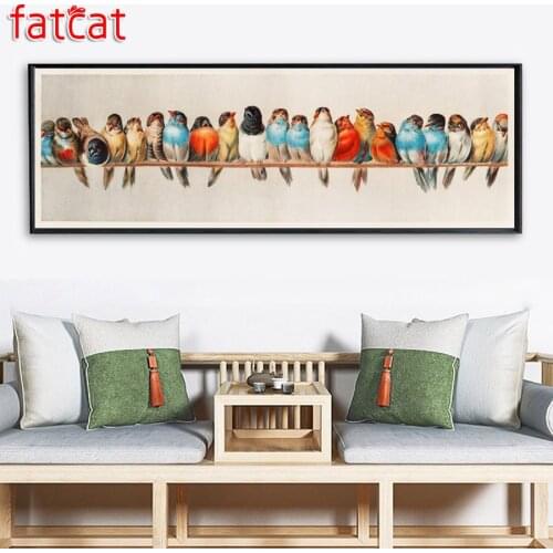 FATCAT Bird party animals large size 5D Diy Daimond Painting Full Square Round Drill Rhinestone Embroidery sale decor AE1729