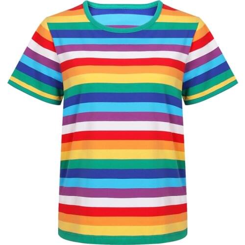 Rainbow T-Shirt Short Sleeve O Neck Tee Stranger Things 3 Summer Colorful LGBT T-shirt Adults Kids Parade Party Cosplay Costume