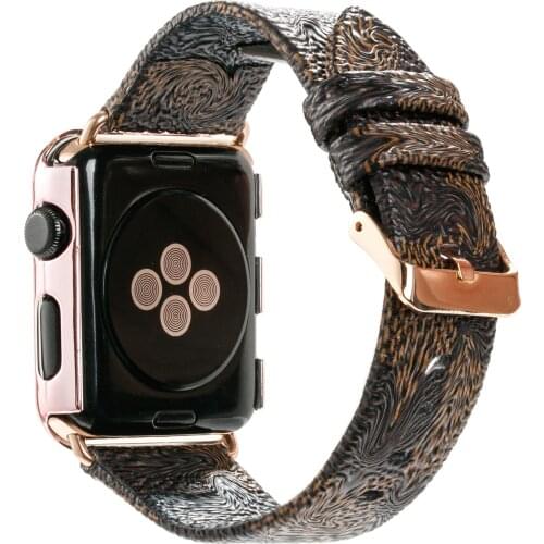 Fashion grid patter Leather for Apple Watch Bands 38MM 40mm 42MM 44mm for iWatch Womens Strap Classic Wristband Series Brown