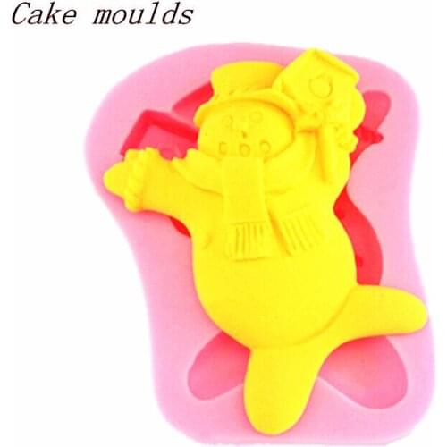 Wholesale Silicone mold K329 Xmas snow man shape Decoration clay mold Fondant cake mold