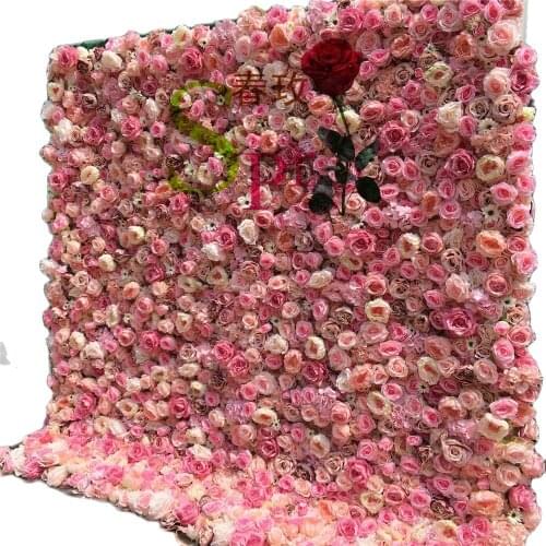 SPR latest artifcial silk dense pink flower wall pale pinkish purple flower wall wedding decoration all events flower