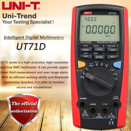 UNI-T UT71D Smart Digital Multimeter True RMS Multimeter USB / Bluetooth Data Transmission Dual Backlight Temperature Test