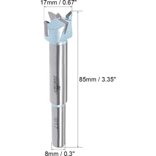 UXCELL Forstner Drill Bit Wood Drilling Hinge Hole Saw Window Wooden Cutting 8mm Round Shank 12/14/14.5/15/16/17mm Hinge Boring