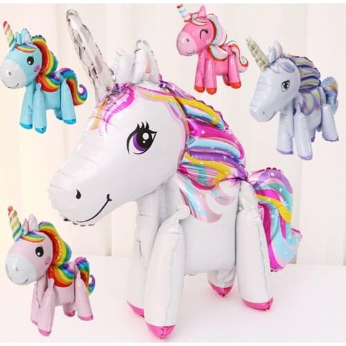 Birthday Toy Balloon Unicorn Rainbow Horse Three-dimensional Aluminum Foil Balloon Children Party Decoration Balloon