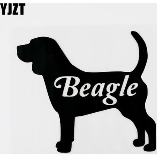 YJZT 13CMX11.2CM Funny Car-styling Animal Beagle Vinyl Car Sticker Black/Silver 8C-0119