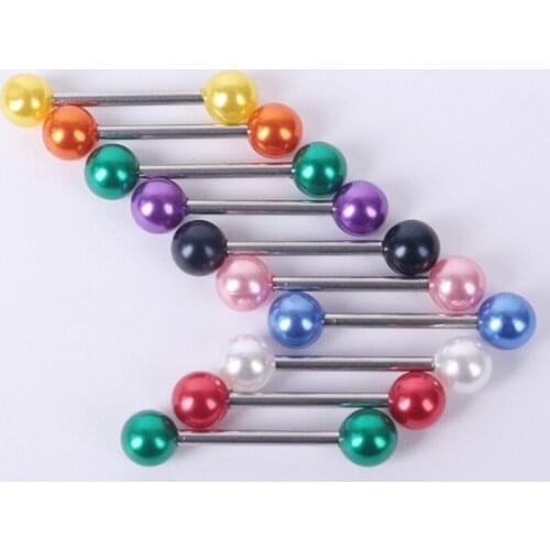 SaYao 1Piece 14G 1.6x16x6mm Acrylic Star Tongue Rings Stainless Steel Nipple Ring Tongue Barbell Ring Body Piercing Jewelry