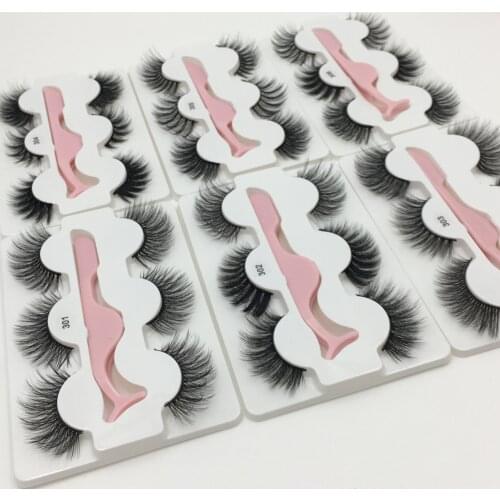 3 Pairs 3D Handmade Fake Eyelashes Natural Long Thick Makeup False Eyelashes Cross Eye Lashes Faux Cils for Makeup Tools