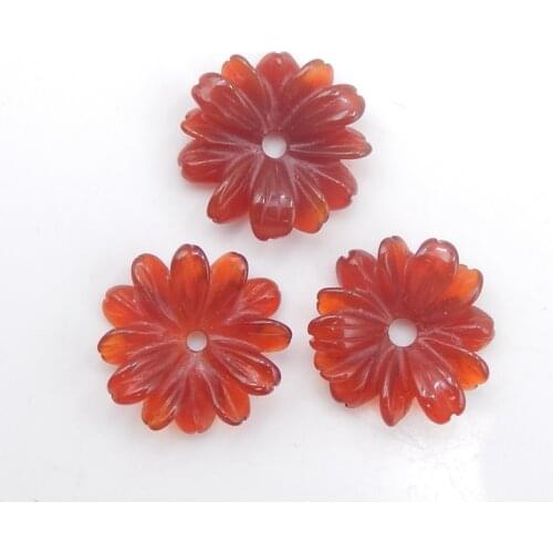 3Pcs Carved Red Agate Women Fashion Earring Beads,Semi-precious stones, Jewelry accessories 14x4mm,1.9g