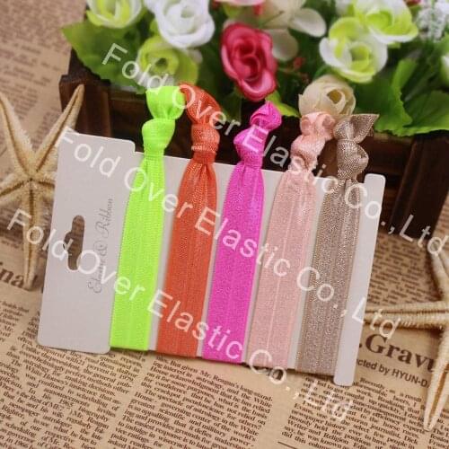 50 pcs/lot (10 sets) pretty fold over elastic mixed colors knot hair ties for women & girls hair accessories
