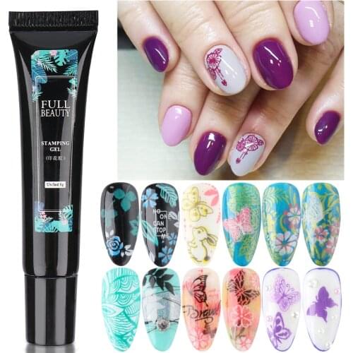 8ml Nail Stamping Gel Polish Stamp Print UV Gel Pure Color Varnish Soak Off Semi Permanent Polish Nail Art Stamping Plate LY1793