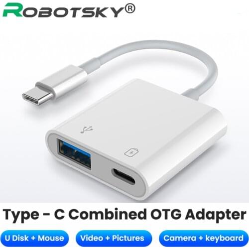 2 In 1 Type-C OTG Adapter 18W DP QC Fast Charge Cable Converter Type C To USB3.0/USB C Charging Splitter For Huawei Xiaomi 10