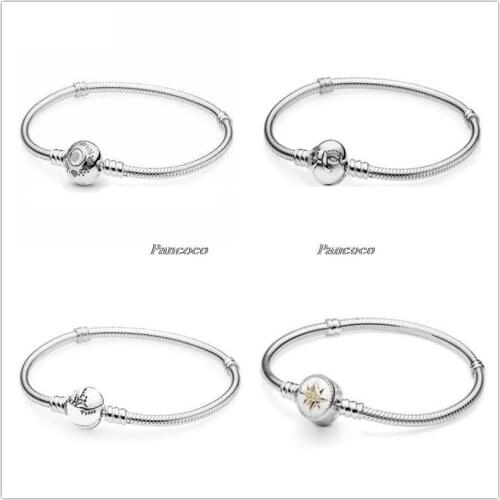 925 Sterling Silver Bracelet Princess Jasmine & Aladdin With Star Clasp Snake Bangle Fit Bead Charm Pandora Jewelry