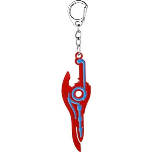 Xenoblade Chronicles Keychain Red Sword Weapon Pendant Key Ring Chain Porte Clef For Men Gift Jewelry llavero Chaveiro