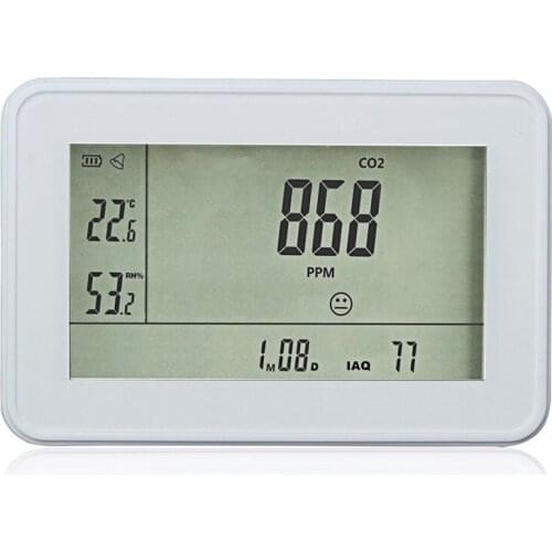 Digital CO2 Detector Air Quality Monitor Gas Leak Analyzer Temperature Humidity Carbon Dioxide Sensor with Indoor/Outdoor Alarm