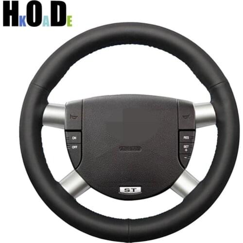 DIY Black Artificial Leather Hand-stitched Car Steering Wheel Cover Wrap for Ford Mondeo Mk3 2002 2003 2004 2005 2006