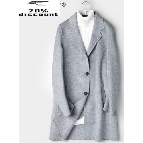Double-sided Wool Coat Men Long Jacket Korean Overcoat Mens Coats and Jackets Casual Abrigo Hombre 82Z8803 KJ2433