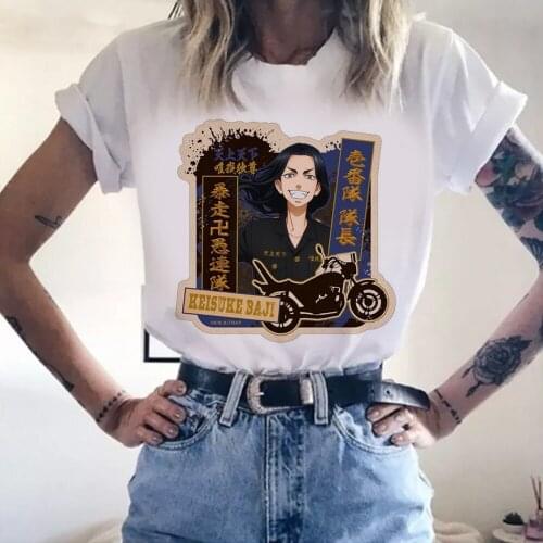 White Tees Fashion Unisex Men Women Summer Casual Short Sleeve Animetokyo Revengers Baji Mikey Draken Print T-Shirt