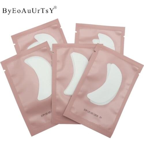 50pairs/lot 2.8*5.8cm Pink Package Boat Shape Lint Free Gel Eye Pads Eyelashes Paper Patches Eyelash Extension