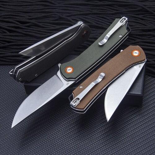 GT956 Pocket Folding Knives Linen Handle D2 Steel Survival Knife Outdoor EDC Tool Ball Bearing Multi Camping Knife