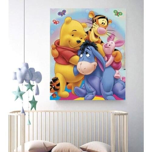 Winnie The Pooh Disney Canvas Paintings Cartoon Creative Watercolor Posters Cute Prints Wall Pictures for Kids Living Room Decor