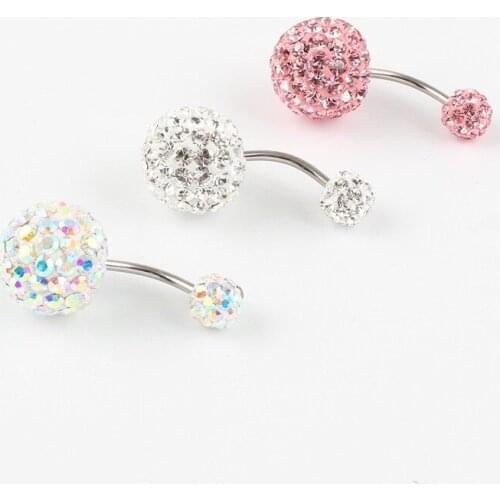 1Pcs Circular drill navel ring double full mud ball umbilical nail anti allergic body piercing ornaments umbilical buckle