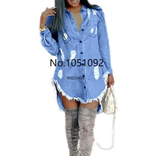 African Dresses For Women New Denim African Clothes Africa Dress Dashiki Ankara Style Tassel Ripped Mom Jeans Plus Size Clothing
